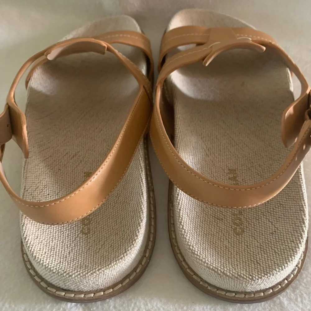 COLE HAAN Marlee Fisherman Footbed Sandals Leather Womens Tan Sz 8 B Open Toe